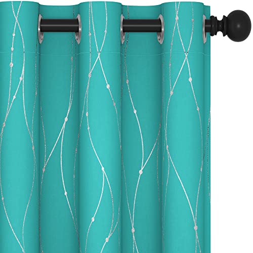 Living Room Curtains 54 Inches Long (Turquoise/Wave Dots / 42"W x 54"L (Pack of 2))