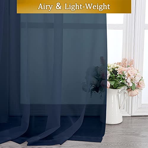 Navy Blue Sheer Window Curtain Panels 54 Inch (40"W x 54"L (Pack of 2) / Navy Blue)