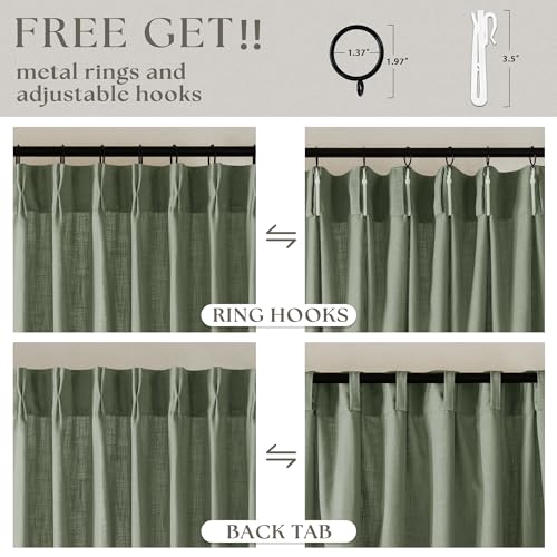 Sage Green 120 Inch Curtains High Ceiling Tall Curtains 2 Panels Set (Sage Green / 40"W x 120"L (Pack of 2))