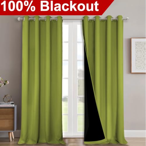 100% Blackout Blinds (Fresh Green / 46"W x 102"L (Pack of 2))