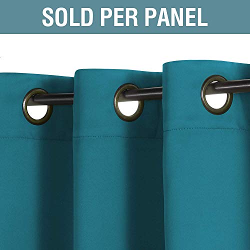 Blackout Curtains Drapes 63 Inch Length for Bedroom (52"W x 63"L (Pack of 1) / Turquoise Blue)