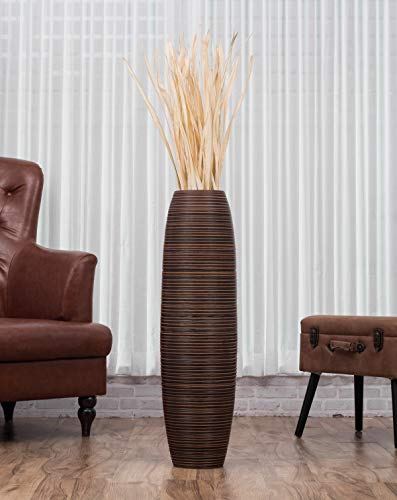 Large Floor Vase 34 inches Mango Wood for Pampas Grass (34 inches / Brown)