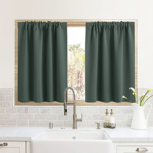 RV Curtains for Camper Windows (Dark Green / 34"W x 24"L (Pack of 2))