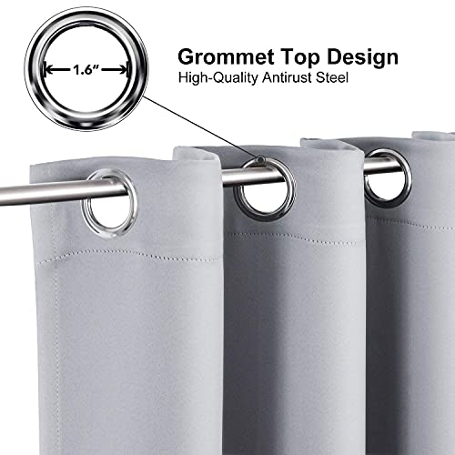 Blackout Curtains for Bedroom and Living Room 120 Inches Long (52"W x 120"L (Pack of 2) / Light Grey)