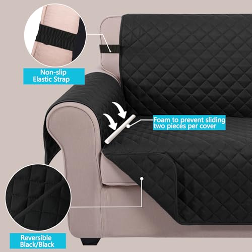Large Sofa Cover Reversible Couch Cover for Dogs (Black/Black / 78"sofa Xl - Xl Large)