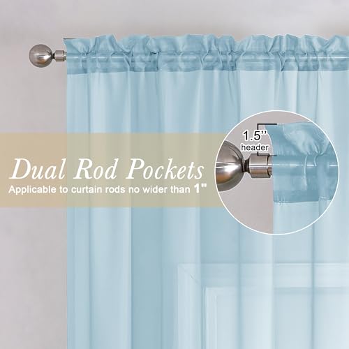 Sky Blue Sheer Curtains 72 Inches Length 2 Panels (Sky Blue / 40"W x 72"L (Pack of 2))