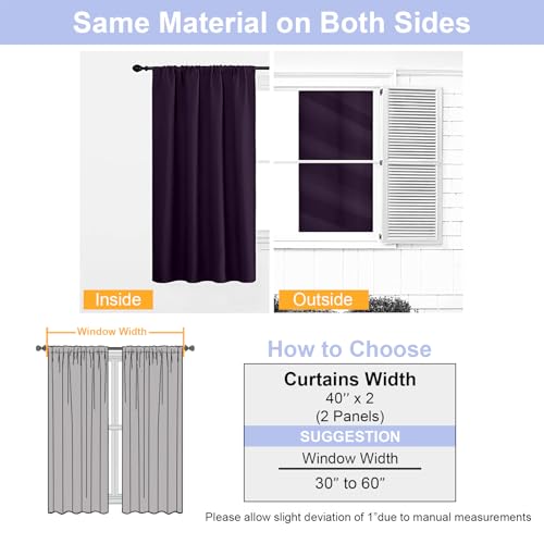Ava BlackBerry Blackout Curtains for Bedroom 63 Inch Length 2 Panels Set (Blackberry / 40"W x 63"L (Pack of 2))