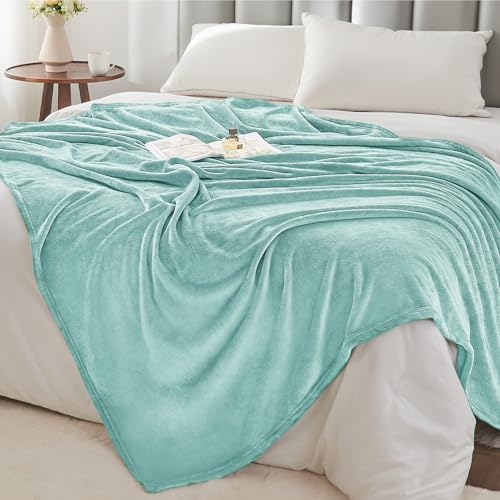 Fleece Blanket Soft Plush Twin Size Blanket Haze Blue 60"x80" (Haze Blue / Twin(60"x80"))