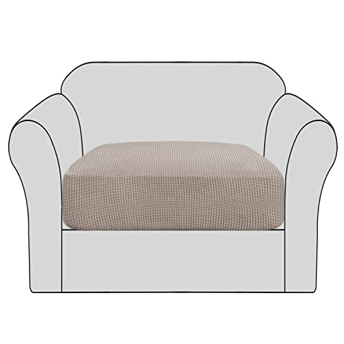 High Stretch Individual Seat Cushion Covers Sofa Slipcovers Couch Cushion Covers Sofa Covers Featuring Jacquard Textured Twill Fabric (Sand)