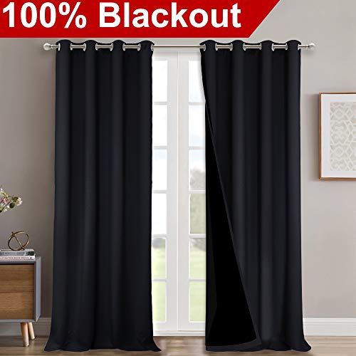 Extra Long Truly Blackout Drapes for Hall and Villa (Black / 52"W x 108"L (Pack of 2))