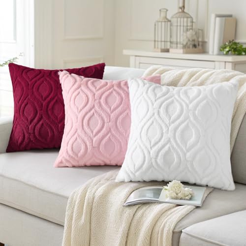 Faux Fur Plush Light Pink Throw Pillow Covers 20x20 Set of 2 (20" x 20" (Pack of 2) / Light Pink)