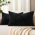 Textured Chenille Throw Pillow Covers 12x20 Set of 2 Black (Charcoal / 20" x 12" (Pack of 2))