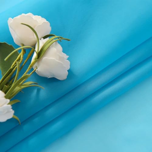 Basic Rod Pocket Sheer Voile Window Curtain Panels Cyan Blue 1 Pair 2 Panels 52 Width 36 Inch Long for Kitchen Bedroom Children Living Room Yard（Cyan Blue (Cyan Blue / 52"W x 36"L (Pack of 2))