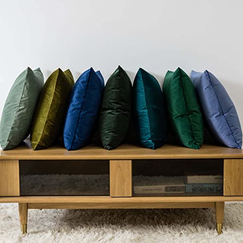 24x24 Euro Velvet Throw Pillow Covers Set of 2 (Peacock Blue / 24" x 24" (Pack of 2))