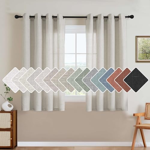 Living Room Linen Curtains (52"W x 54"L (Pack of 2) / Pale Oak)