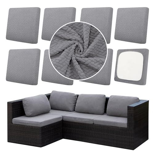 8Pcs Outdoor Cushion Covers (Gray Checkered / 8PCS)
