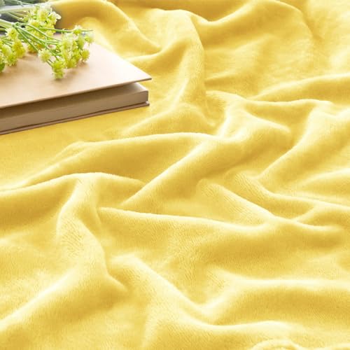 Fleece Blanket Soft Plush Throw for Couch Light Yellow 50"x60" (Light Yellow / Throw(50"x60"))
