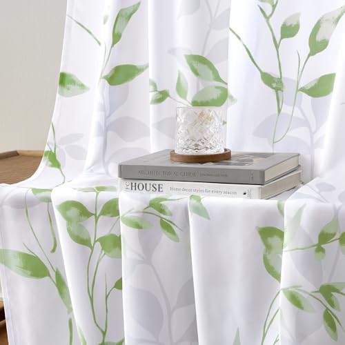 Kitchen Tier Curtains (Leaves-sage Green / 30"W x 24"L (Pack of 2))