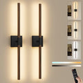 Black Walnut Rechargeable Wall Sconce with Remote Control 40 Inch (Black & Walnut / 40 Inch(2 Pack))