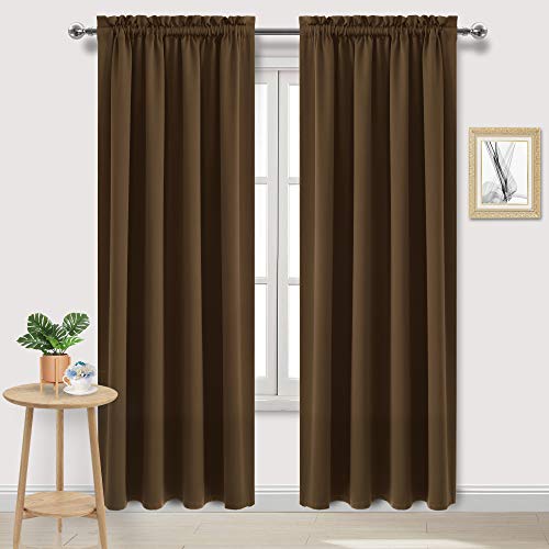 Blackout Curtains for Bedroom Living Room 52 x 95 Inch Long Brown (Brown / 52"W x 95"L (Pack of 2))