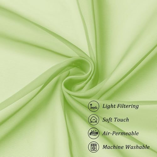 Sheer Curtains 36 inch Length 2 Panels Set (Lime / 42"W x 36"L (Pack of 2))