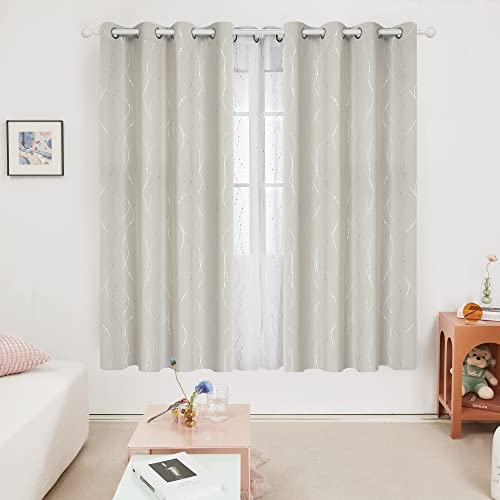 Living Room Curtains 72 Inches Long (Light Beige/Wave Dots / 52"W x 72"L (Pack of 2))