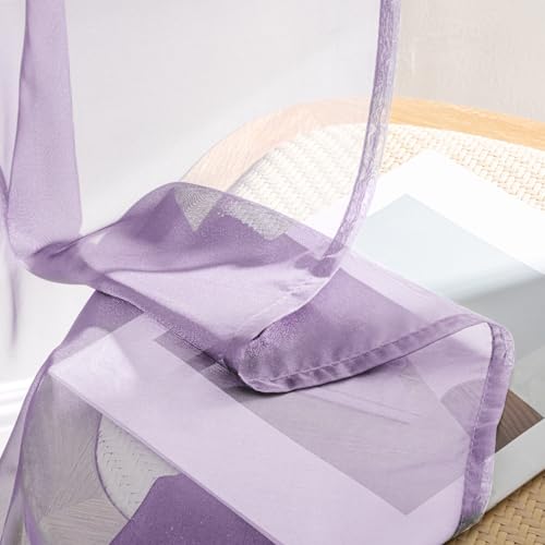 Light Purple Sheer Curtains 96 Inches Long 4 Panels 42 x 96 Inches (42"W x 96"L (Pack of 4) / Lavender)