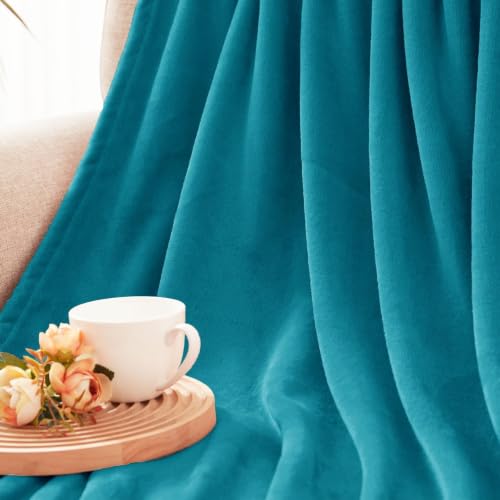 Soft Fleece Throw Blanket for Couch (Teal / Throw (50" x 60"))