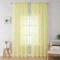 Sheer Curtains 90 inches Long 2 Panels Set for Living Room (Light Yellow / 42"W x 90"L (Pack of 2))