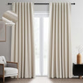 100 Inch Custom Linen Blackout Curtains (Beige / 52"W x 100"L (Pack of 2))