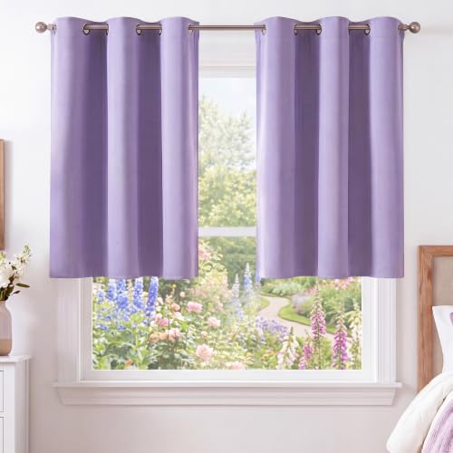 Lavender Purple Room Darkening Curtains 36 Inches Long 2 Panels for Girls Room (Lavender Purple / 40"W x 36"L (Pack of 2))