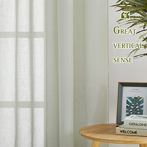 Linen Sheer sage green Curtains 84 inch Length for Bedroom (52"W x 84"L (Pack of 2) / Sage Green)
