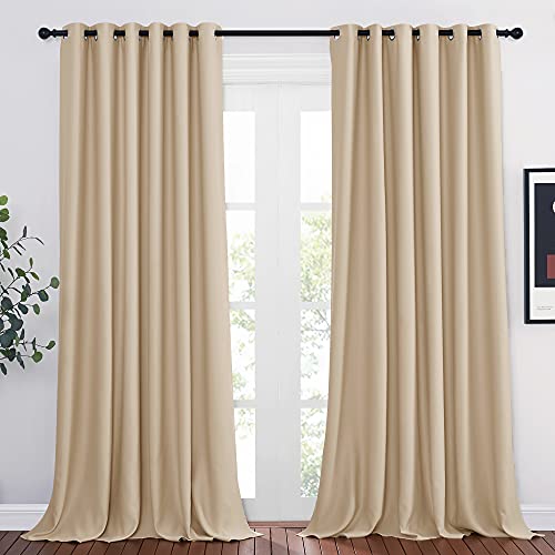 Room Darkening Grommet Curtain Panels (Biscotti Beige / 80"W x 108"L (Pack of 2))