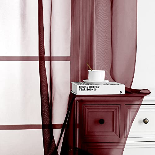 Sheer Curtains (Burgundy / 42"W x 84"L (Pack of 2))