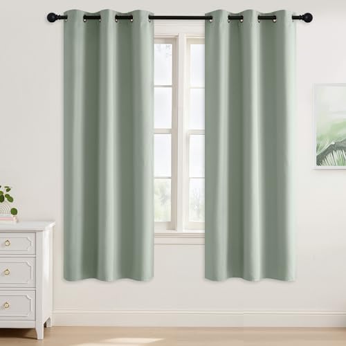 Sage Green Room Darkening Curtains 72 Inches Long 2 Panels for Living Room (Greyish Green / 40"W x 72"L (Pack of 2))