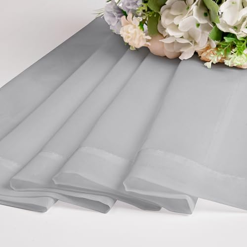 Light Grey Sheer Curtains 45 Inch Long 2 Panels (Light Grey / 42"W x 45"L (Pack of 2))
