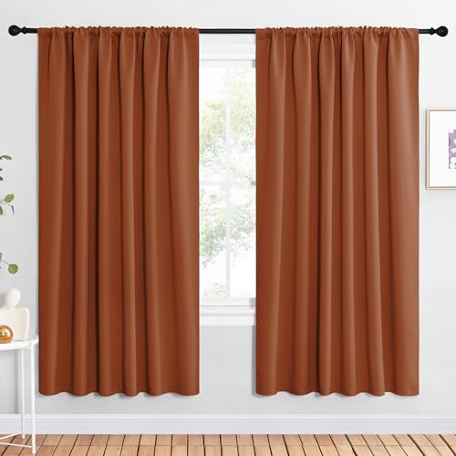 2 Panels Blackout Curtains (Burnt Orange / 62"W x 72"L (Pack of 2))
