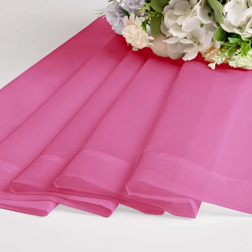 Hot Pink Sheer Curtains for Bedroom Living Room 54 Inch Length 2 Panels Set (Hot Pink / 42"W x 54"L (Pack of 2))