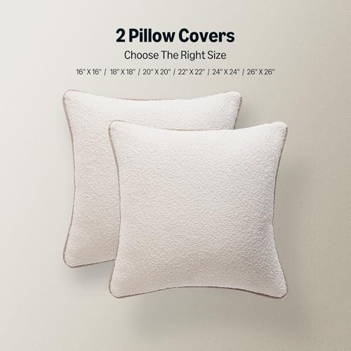 Boucle Throw Pillow Covers for Couch (White / 22" x 22" (Pack of 2))