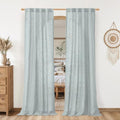Greyish Blue Linen Boho Curtains 80 inch Length 2 Panels for Doorway (Greyish Blue / 34"W x 80"L (Pack of 2))