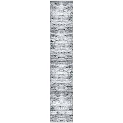 Modern Abstract Runner Rug 2.6x14 (2'7" x 14' (Runner) / Black Gray White)
