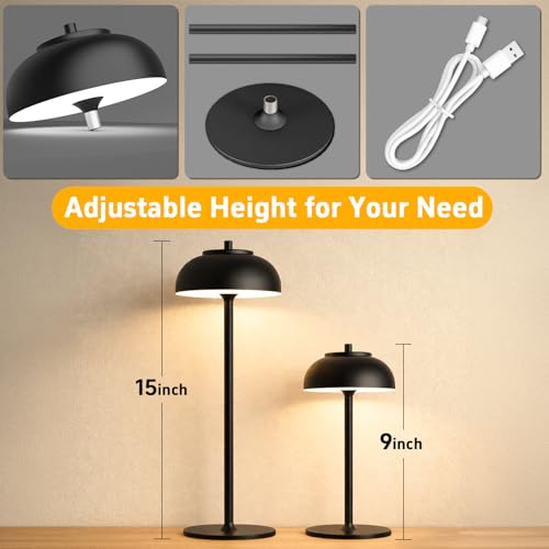 Cordless Table Lamps Rechargeable (Black-Set of Two)