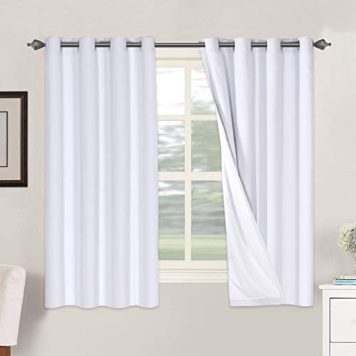 100% Blackout Linen Curtains 63" L 2 Panels Bright White (Bright White / 52"W x 63"L (Pack of 2))