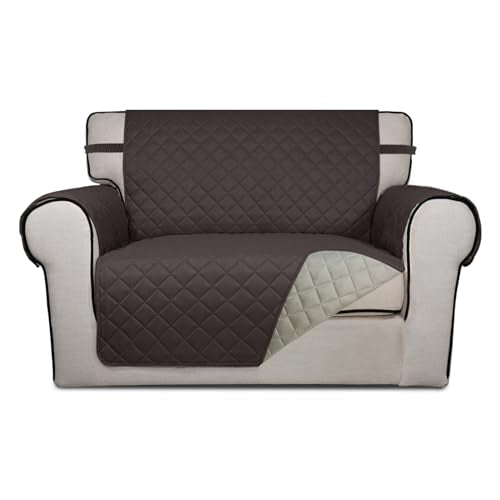 Reversible Quilted Sofa Cover Dog Couch Covers for Sofa (Small-XL / Chocolate/Beige)