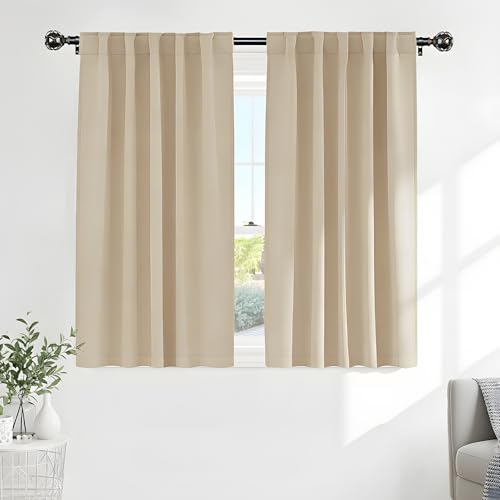 Window Curtains Drapes (Biscotti Beige / 52"W x 54"L (Pack of 2))