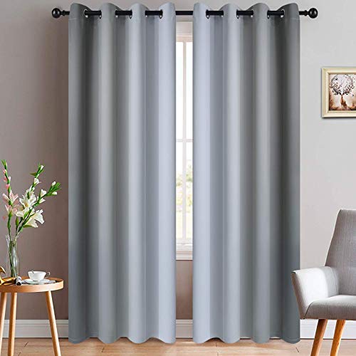 Ombre Curtains Grey and Greyish White for Living Room (52"W x 84"L (Pack of 2) / Grey)