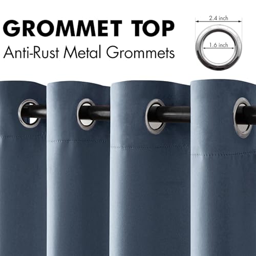 Stone Blue Blackout Bedroom Curtains 90 Inch Long Light Blocking (Stone Blue / 42"W x 90"L (Pack of 2))