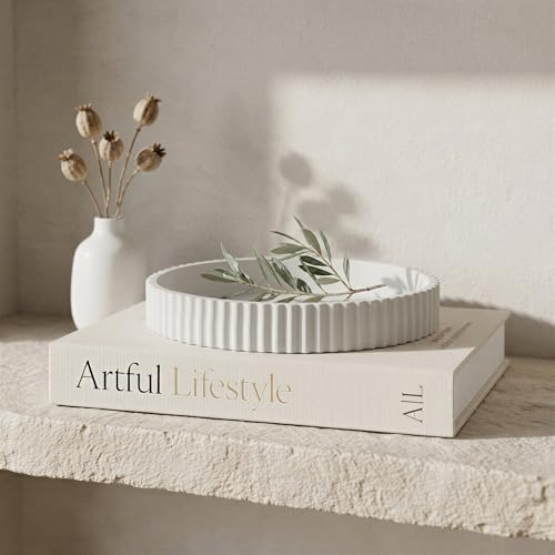 Decorative Concrete Tray & Book Decor Set (Beige)