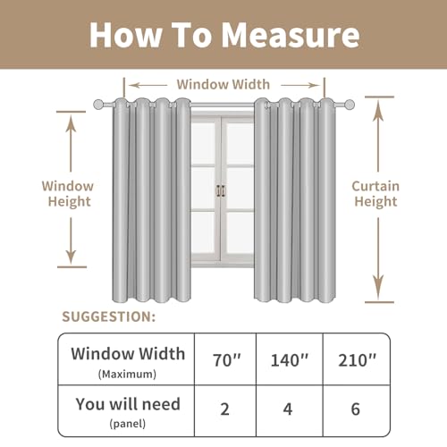 Natural Linen 54 Inch Length Curtains for Bedroom (52"W x 54"L (Pack of 2) / Natural)