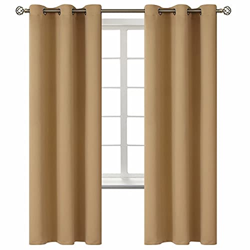 Blackout Curtains for Living Room (Khaki / 42"W x 72"L (Pack of 2))